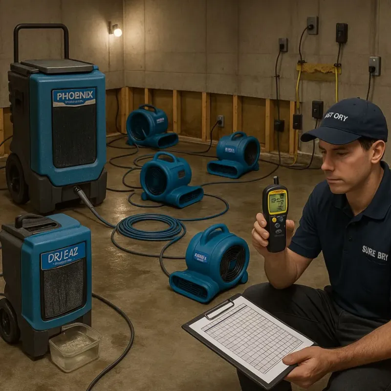 Structural Drying and Dehumidification process in Huntingdon, TN
